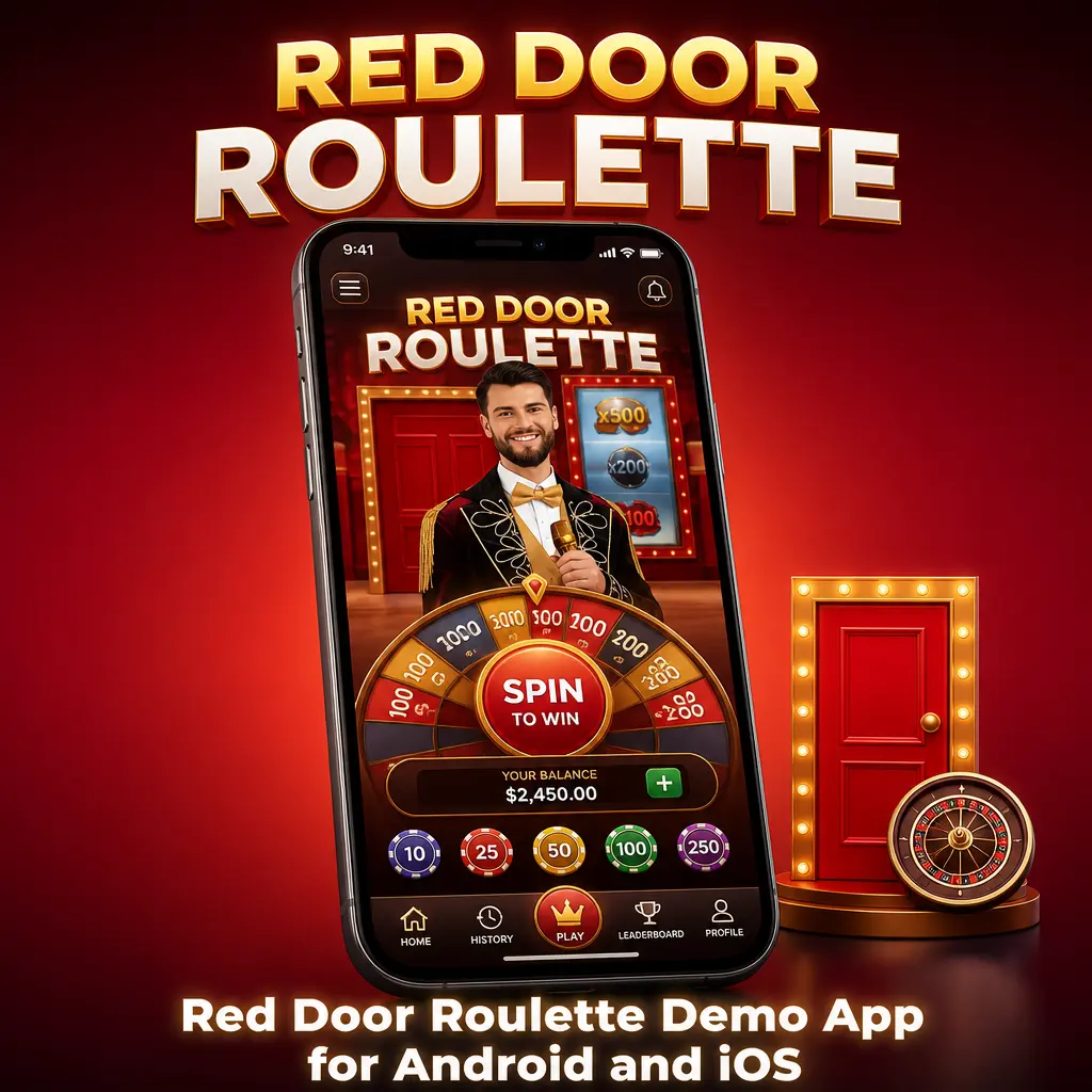 Red Door Roulette demo running on a mobile phone